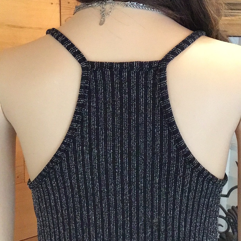 SILVER SPARKLE and  BLACK KNIT TANK TOP - Picture 5 of 12